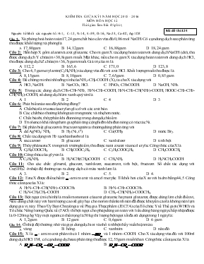 Đề 1 thi Kiểm tra giữa kỳ I năm học 2015 - 2016 môn hóa học 12 thời gian làm bài 45 phút